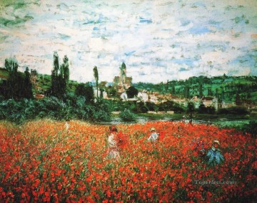 Campo de amapolas cerca de Vetheuil Claude Monet Impresionismo Flores Pinturas al óleo